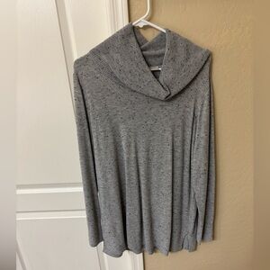LOFT Grey Speckled Cowl-Neck Sweater